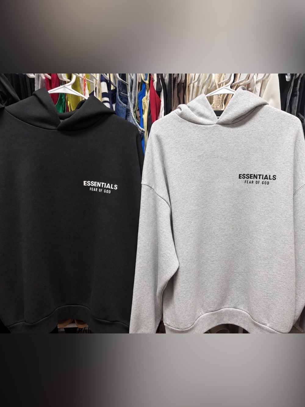 Authentic Essentials Fear of God Pullover Hoodies in Black & Gray